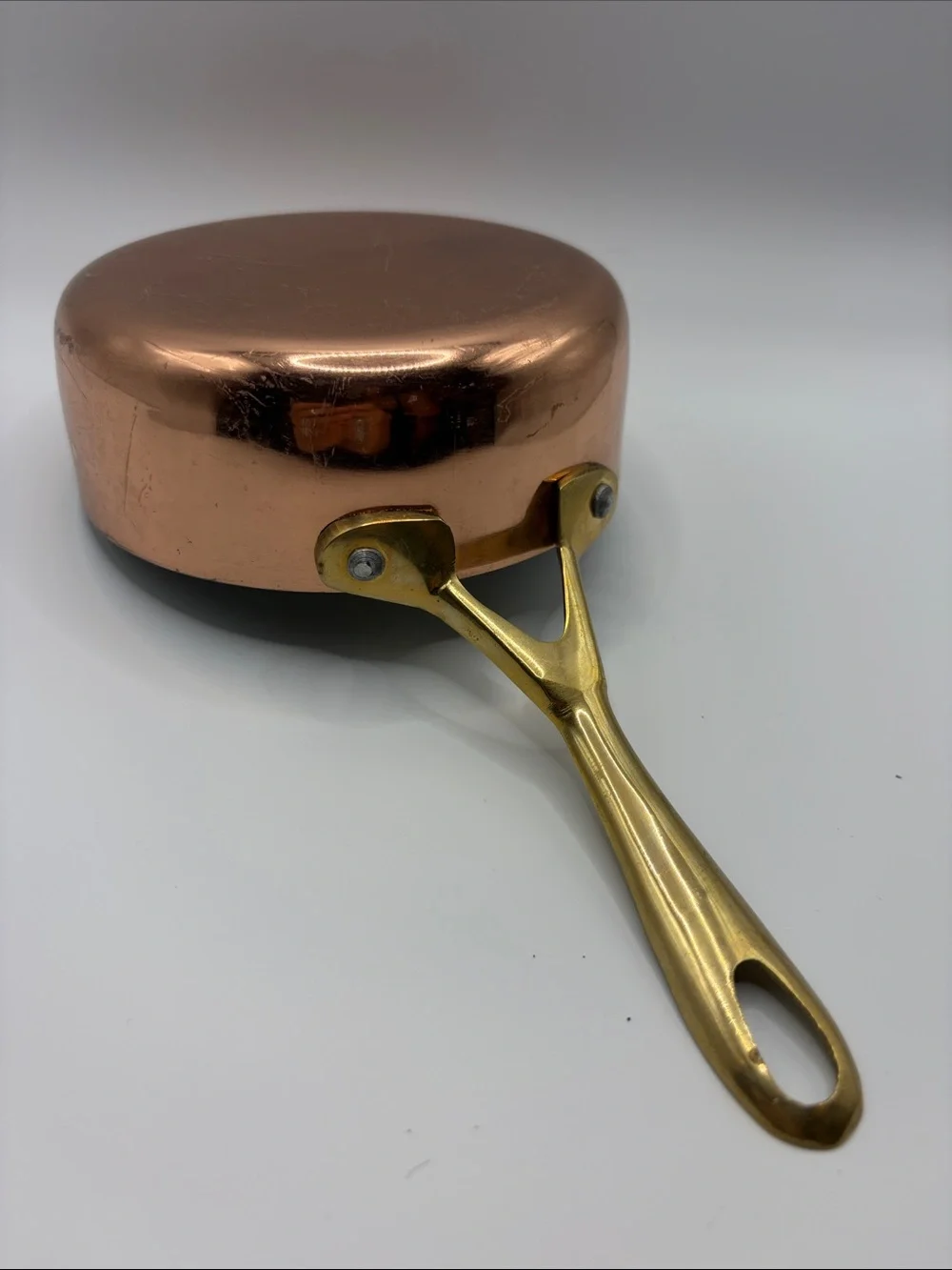 Mini Copper Sauté Pan with Brass Handle Cookware Kitchenware Farmhouse Cottage